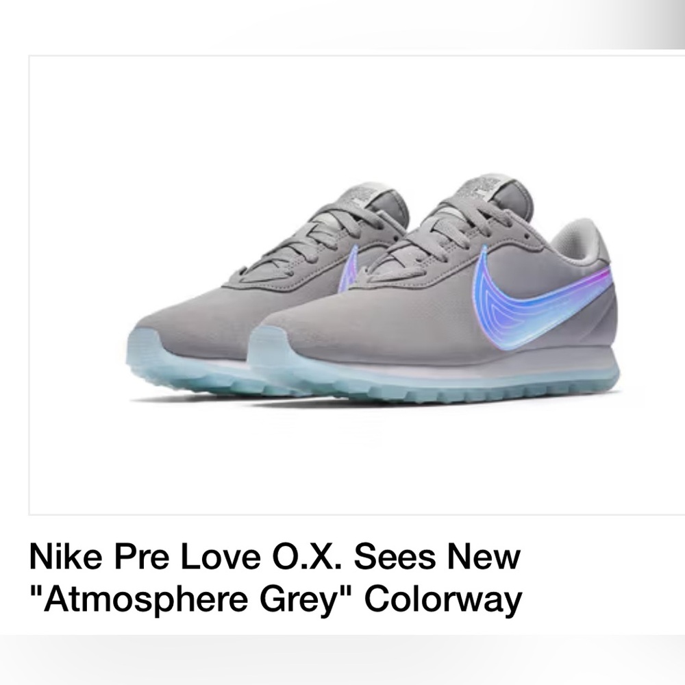 Nike Pre Love O.X. in Gray with Blue Accents Atmopshere Grey